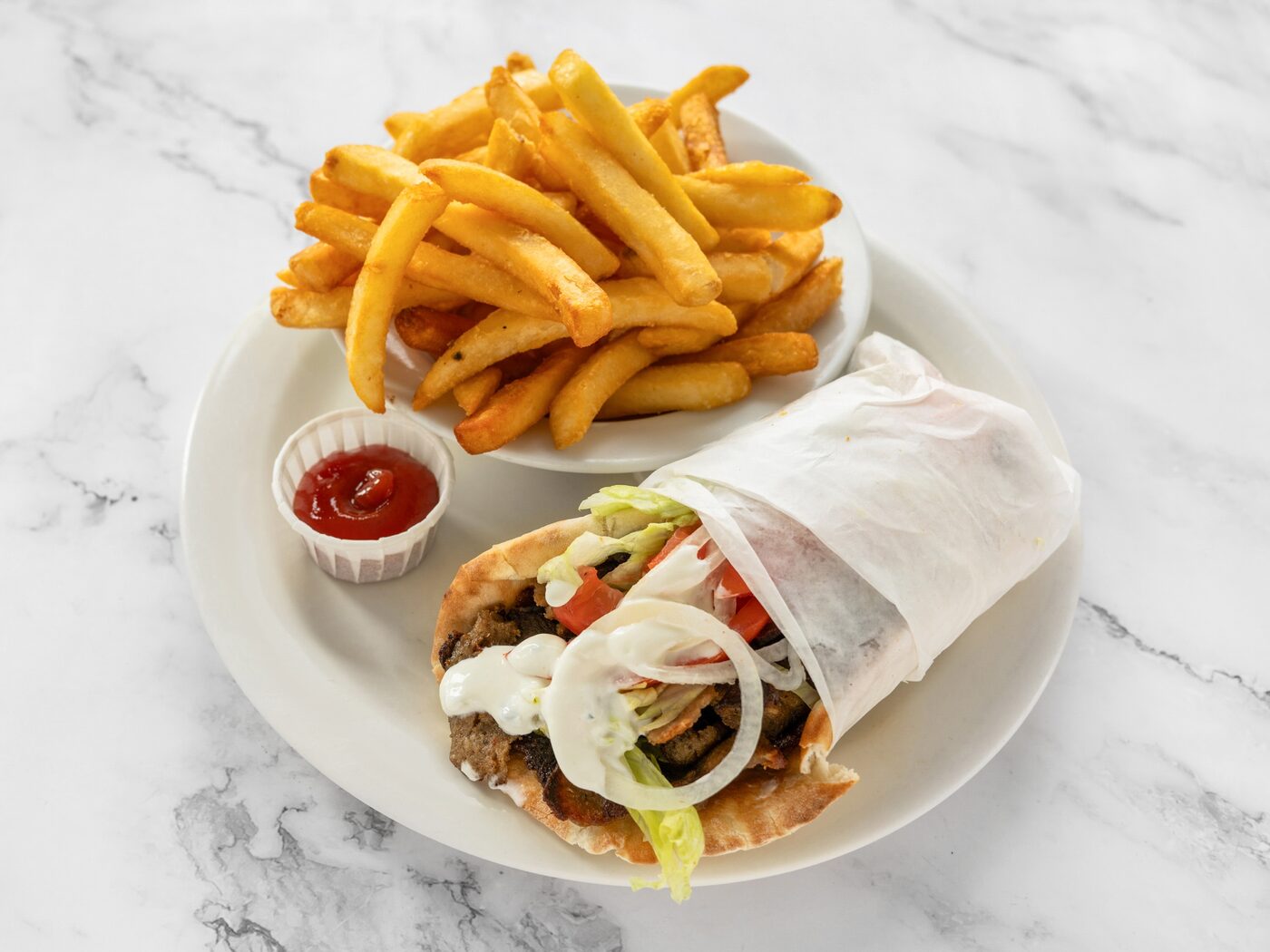 Beef gyro with fries