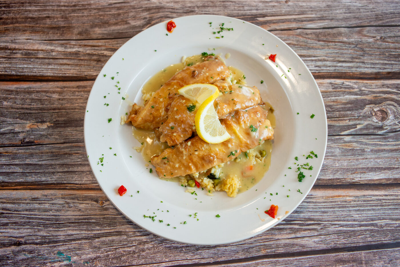 Chicken française with lemon