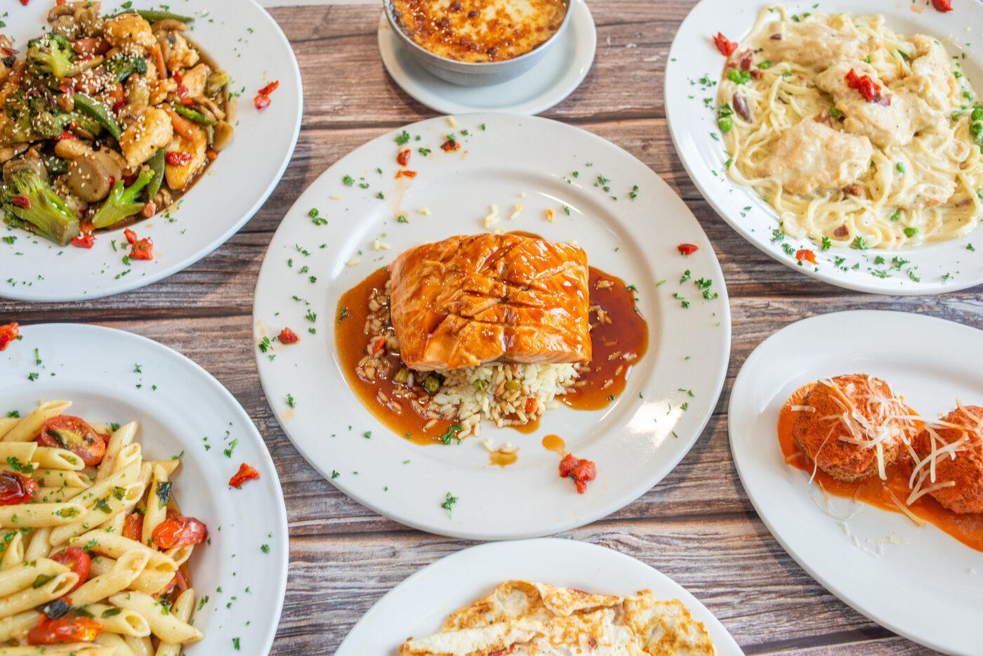 A spread of Dining Car favorites fresh from the kitchen