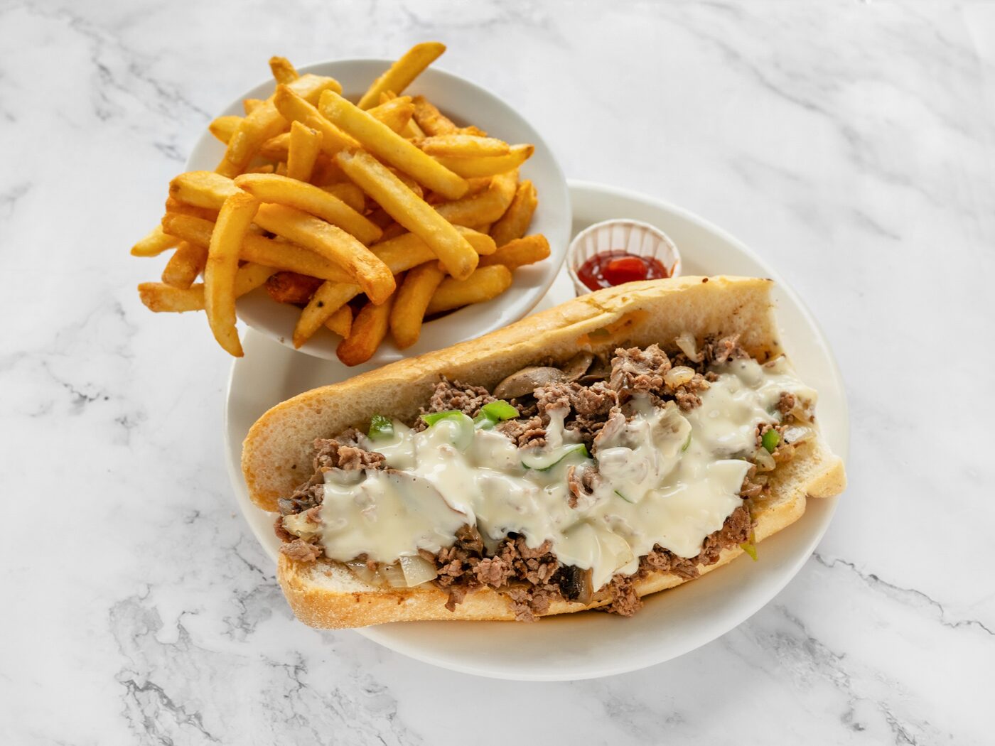Philly cheesesteak with fries